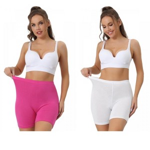 Allegra K Women's Mid-Thigh Boxer Full Coverage Soft Stretch Boyshorts 2 Packs - 1 of 4