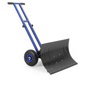 Heavy-Duty Rolling Snow Shovel, 29" Blade, 3-Size Metal Blade & Adjustable Handle, with Wheels for Driveway and Sidewalk - 1 of 4