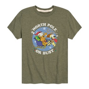 Boys' - Garfield - North Pole Or Bust Short Sleeve Graphic T-Shirt - 1 of 4