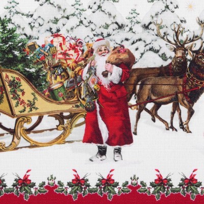 Festive Winter Red and White Polyester Table Runner, 13" x 70"