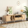 Rattan TV Stand with Storage for TVs up to 80", Entertainment Center with Cabinets and Shelves for Living Room or Bedroom – The Pop Home - 2 of 4
