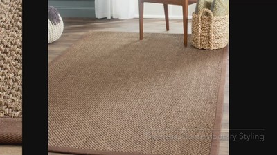 Natural Green Sisal and Jute Area Rug with Cotton Backing