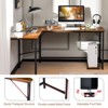 Tangkula L-Shaped Desk with Power Outlet 66” Computer Corner Desk with CPU Stand & Heavy-duty Metal Frame Rustic Brown/Black - 3 of 4