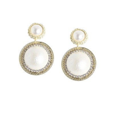SOHI Women's Pearl White Party Drop Earrings