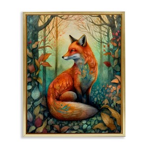 Stupell Industries Vibrant Fox in Forest Foliage Black Framed Floater Canvas Wall Art - 1 of 4