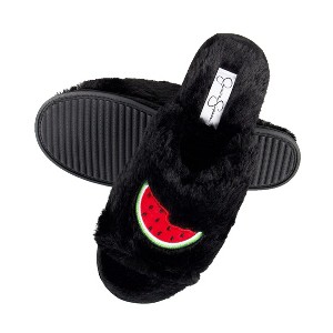 Jessica Simpson Womens Fuzzy Open Toe Slide Slipper - 1 of 4