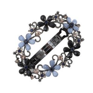 Unique Bargains Hollow Flower French Barrette Hair Clips Black Blue 1 Pc - 1 of 4