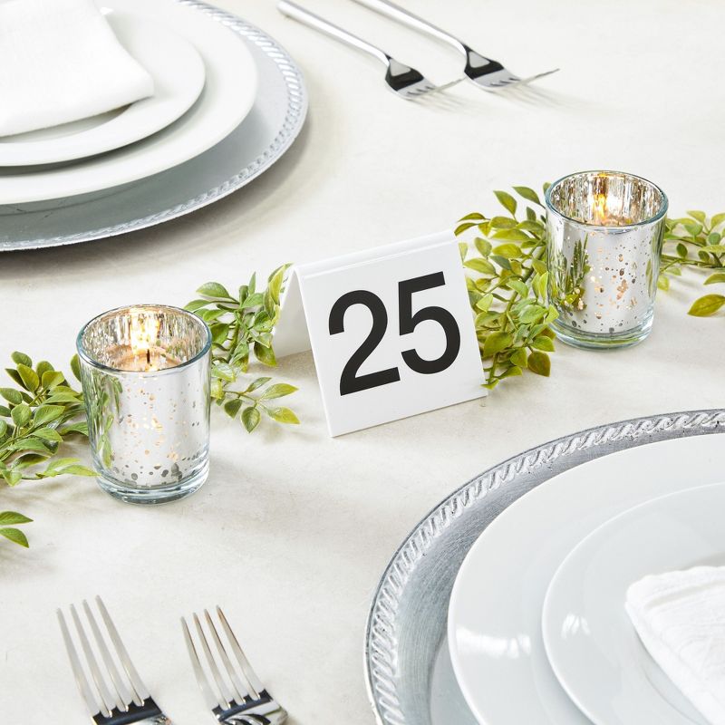 Juvale Set of 25 Acrylic Table Numbers for Wedding Receptions, Plastic Tent Cards Numbered 1-25 for Restaurants, 3 x 2.75 x 2.5 In, 2 of 8