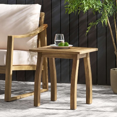 ORRD Natural Stained Acacia Wood Accent Side Table - Weather-Resistant for Indoors & Outdoors