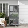 PawHut 74" Wooden Outdoor Catio with Wheels, Weatherproof Cat House Enclosure Condo for Multiple Cats, Light Gray - Nertpow - 3 of 4