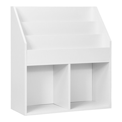 White Wooden Kids Bookshelf with Toy Storage