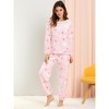 Allegra K Women's Winter Flannel Long Sleeve Nightwear Top and Pants Pajama Sets - 3 of 4