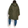 Avenue Women's Plus Size Chevron Faux Fur Hood Long Puffer Coat - 3 of 4