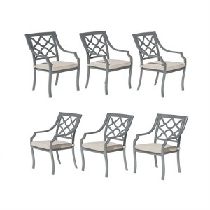 Mondawe Powder Coated Cast Aluminum Outdoor Dining Armchair with Cushion (Set of 6) - 1 of 4