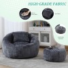 Chenille Pumpkin Lounge Chair with Ottoman, 41.3in Memory Foam Accent Chair Set for Bedroom Living Room-3irtyhousy - 2 of 4