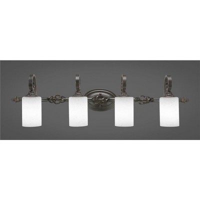 Toltec Lighting Elegante 4 - Light Vanity in  Dark Granite with 4" White Muslin Shade