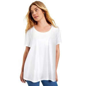 June + Vie by Roaman's Women's Plus Size Short-Sleeve Swing One + Only Tee - 1 of 4