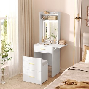 CAVINAS 3 in 1 with Open Top Mirror Vanity Mirror Visible Glass Table Top Compact Vanity Modern Mini Vanity for Bedroom - 1 of 4