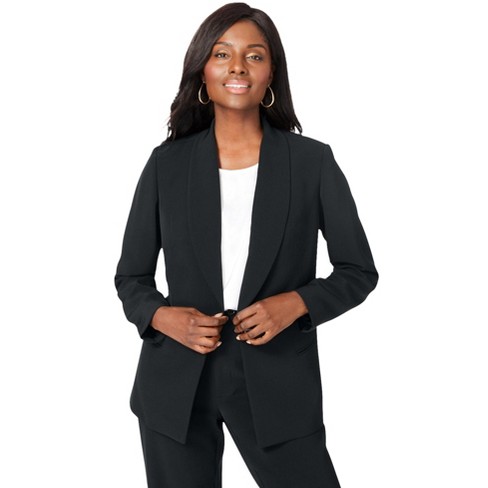 Jessica London Women s Plus Size Cinch Back Bi Stretch Blazer 22 W Black