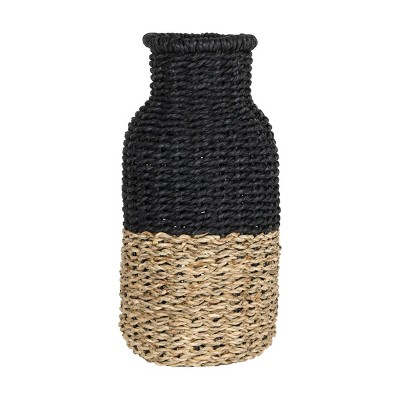 Black Rope & Seagrass Vase - Foreside Home & Garden
