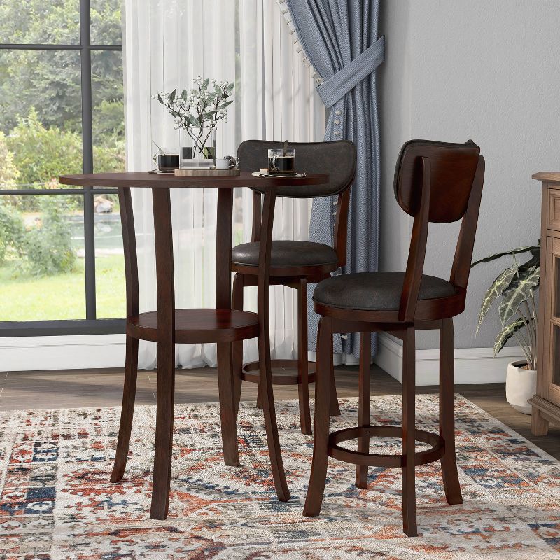3pc Singhe Transitional Counter Height Dining Set Brown/Espresso Cherry - HOMES: Inside + Out, 4 of 14