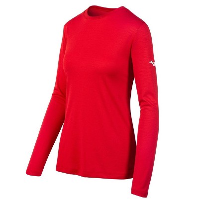 red long sleeve athletic shirt