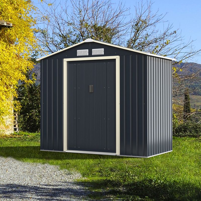 Costway Metal Storage Shed for Garden and Tools w/Sliding Double Lockable Doors, 1 of 9