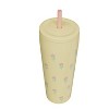 Zak Designs 30oz Vanilla Floret Stainless Steel Double Wall Vacuum Serenity Straw Tumbler Yellow - 3 of 4