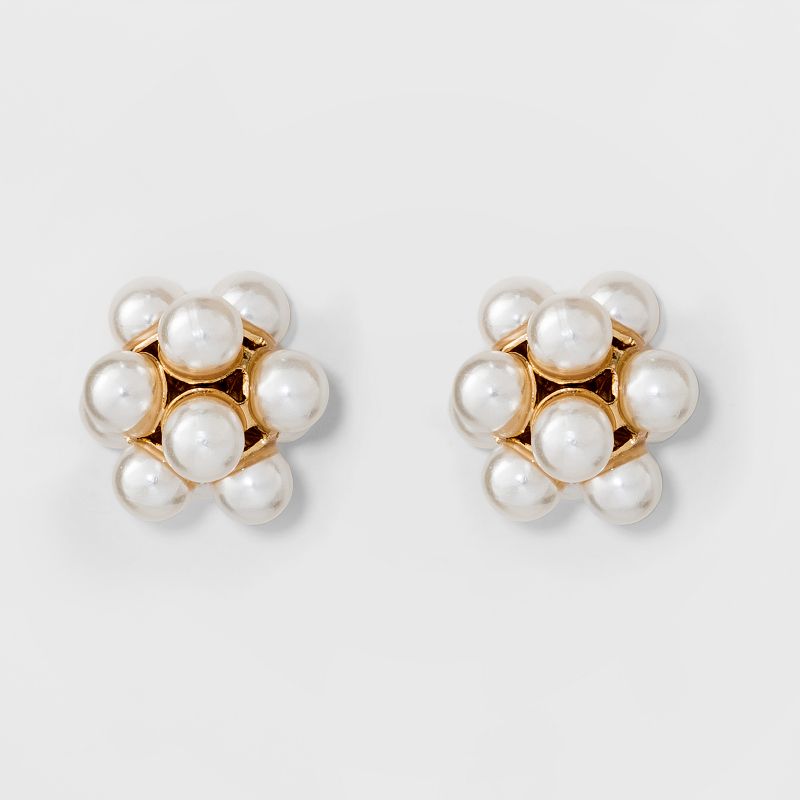 Simulated Pearl Stud Earrings - A New Day&#8482; Gold, 1 of 9