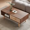 KTMBDW Coffee Table 41" Mid Century Modern Center Table with Drawer, Fluted Living Room Table with Storage, Open Shelf Coffee Table - 4 of 4