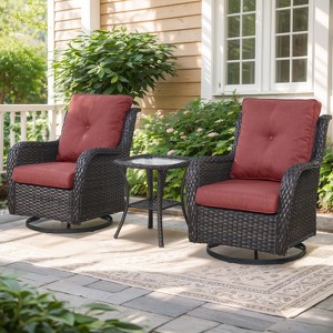 Gymojoy Outdoor Swivel Chairs with Side Table Glider Chairs Set of 3 - 1 of 4
