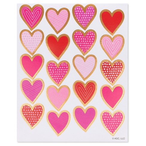 48 Heart Stickers. Happy Valentine's Day Stickers, Pink Valentine Stic