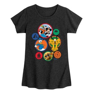 Girls' - Disney - Mickey Patches Fitted Short Sleeve Graphic T-Shirt - 1 of 4