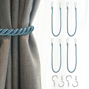 Unique Bargains Handmade Woven Braided Metal Screw Hooks Curtain Tiebacks - 1 of 4
