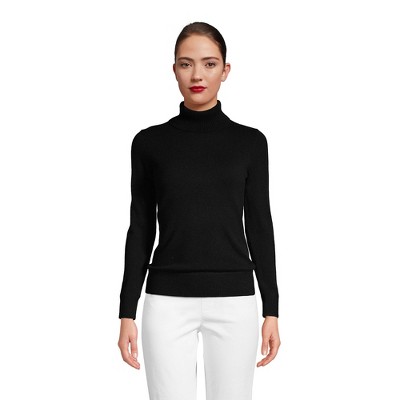 Lands' End Women's Cashmere Turtleneck Sweater - Medium - Black : Target