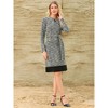 INSPIRE CHIC Women's A-Line Tweed Long Sleeve Pleated Hem Belted Elegant Work Flare Dresses - 3 of 4