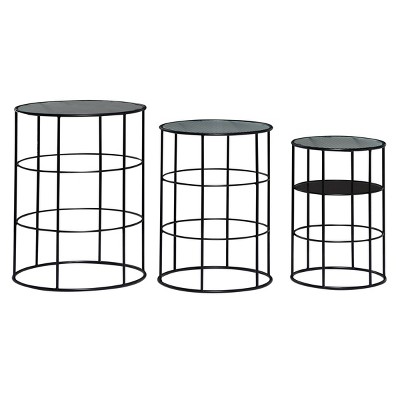 Set of 3 Contemporary Metal Accent Tables Black - Olivia & May