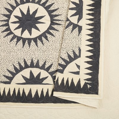King Black Cotton Reversible Quilt Set