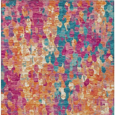 HomeRoots 10' X 14' Blush Orange And Teal Blue Abstract Washable Indoor Outdoor Area Rug