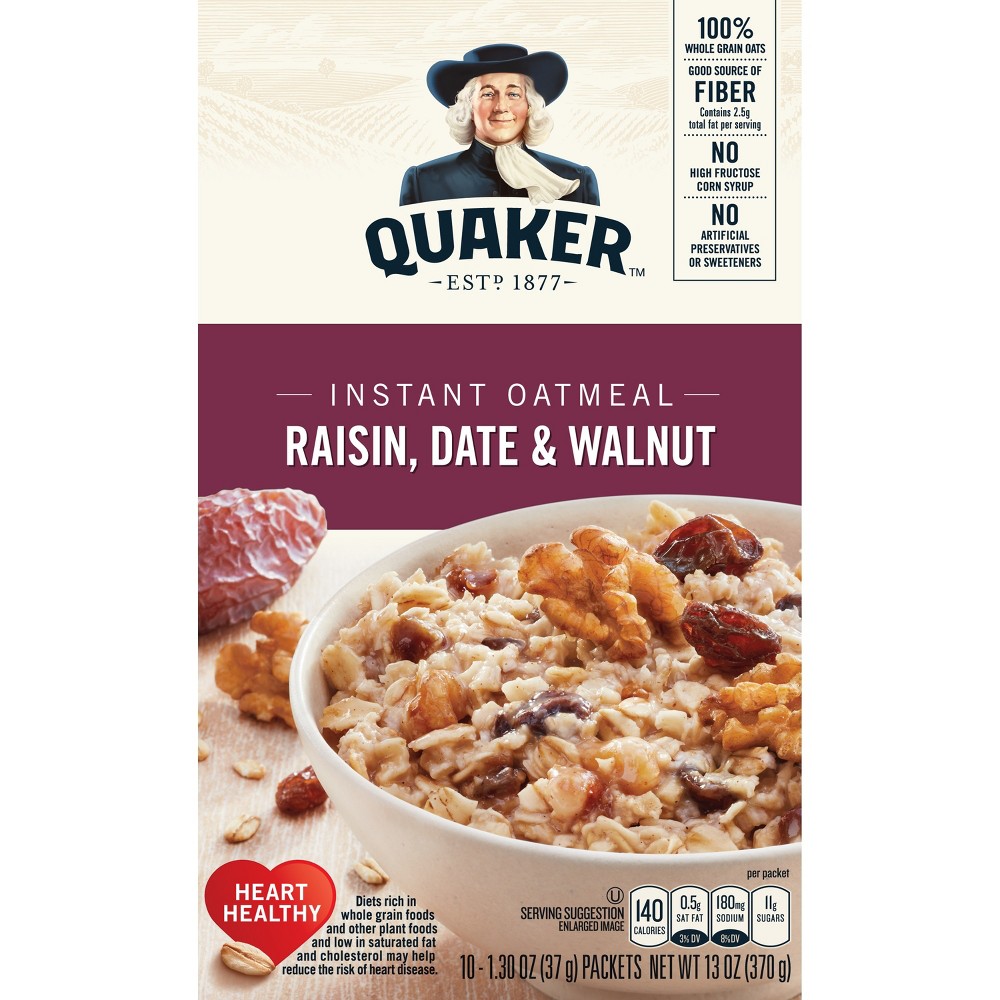 UPC 030000012406 product image for Quaker Raisin, Date & Walnut Instant Oatmeal - 10ct | upcitemdb.com