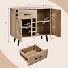 Costway 2-Door Wine Bar Cabinet Kitchen Sideboard Buffet with Drawer & Adjustable Shelves Black/Natural - 2 of 4