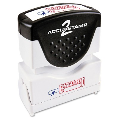 Accustamp2 Pre-Inked Shutter Stamp with Microban Red/Blue ENTERED 1 5/8 x 1/2 035544