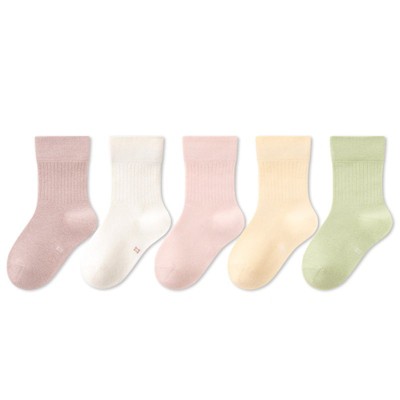 MyKids-USA Spring New Arrival Kids Unisex Breathable Solid Color Mid-Calf Socks Set