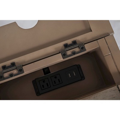 Rustic Shores Weathered Grey Rectangular Chairside Table with USB Ports