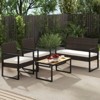 Tangkula Set of 4 PE Rattan Patio Conversation Set Outdoor Porch Chairs Loveseat with Coffee Table and Soft Cushions Metal Frame - 3 of 4