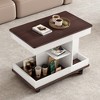 VYNXARIA Adjustable End Table with Wheels, Modern Multifunctional Sofa Side Table with Lift-Top£¬Brown+White - 2 of 4