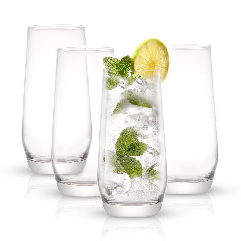 JoyJolt Gwen Highball Glasses - Set of 4 Drinking Glasses Lead-Free Crystal Cocktail Glassware - 18oz, 2 of 10