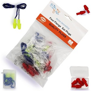 Quality Silicone Reusable Ear Plugs - 10 Pairs with 2 Plastic Cases 30dB Noise Cancelling with Strings for Adults Kids Sleeping Shooting Hunting Work - 1 of 4
