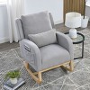 Modern Lounge Rocker Recliner,Teddy Fabric Rocking Chair With Pockets,Comfy Accent Arm Chair With Solid Wood Legs,Leisure Chairs-Cuddlewood - 3 of 4