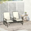 Resenkos Swing Glider Chair,  Outdoor Chair,Outdoor Glider Bench with Center Table,Patio Loveseat with Armrests, Beige - 2 of 4